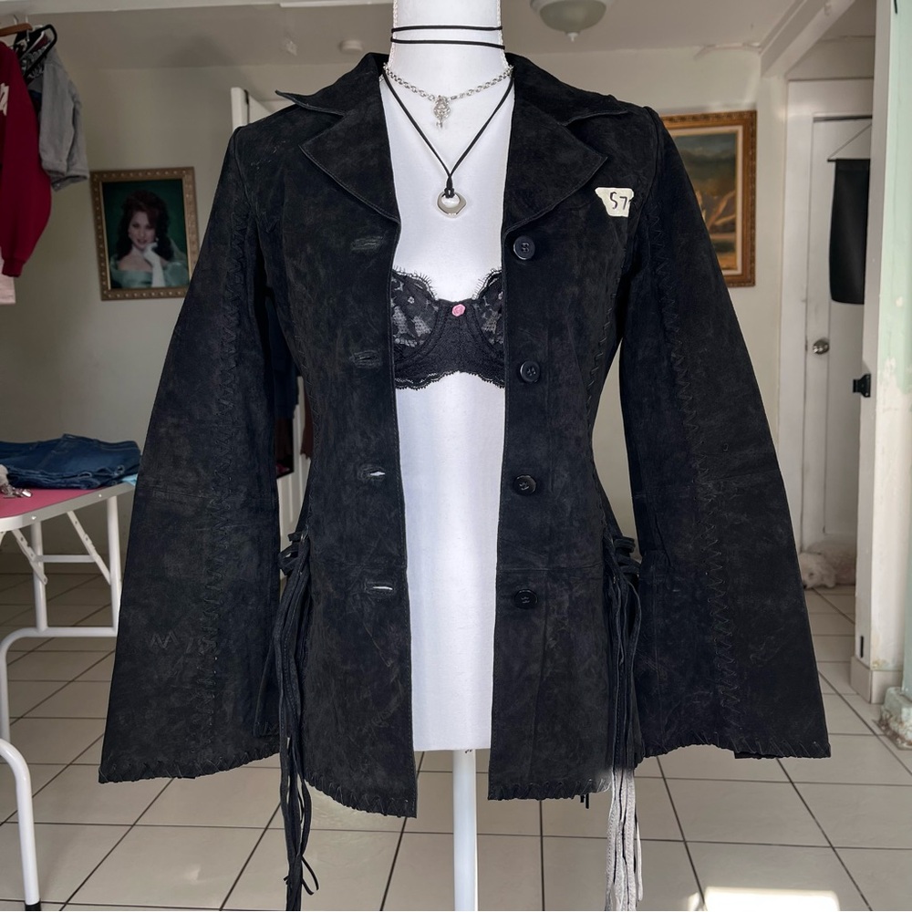 Wet Seal Black Distressed Blazer